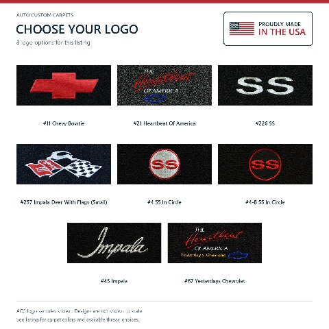 1961-1964 Chevy Impala Loop Floor Mats with Embroidered Logo Choices - 4-Piece - product details image 13