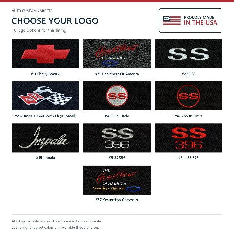 1965-1970 Chevy Impala Loop Floor Mats with Embroidered Logo Choices - 4-Piece - product details image 15