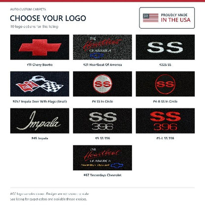 1965-1970 Chevy Impala Loop Floor Mats with Embroidered Logo Choices - 4-Piece - product details image 15