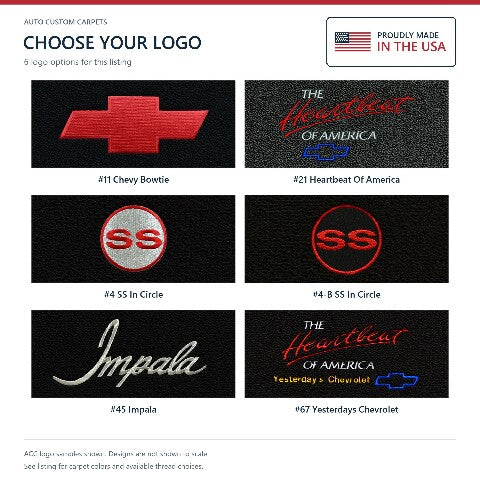 1971-1973 Chevy Impala Loop Floor Mats with Embroidered Logo Choices - 4-Piece - product details image 11