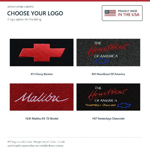 1968-1972 Chevy Chevelle Malibu Loop Floor Mats with Embroidered Logo Choices - 4-Piece - product details image 9