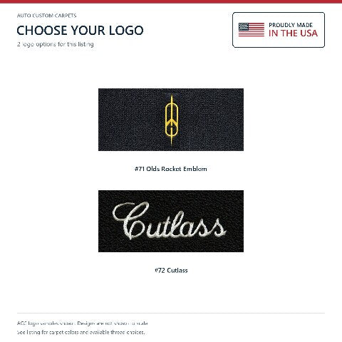 1964-1967 Oldsmobile Cutlass Loop Floor Mats with Embroidered Logo Choices - 4-Piece - product details image 6