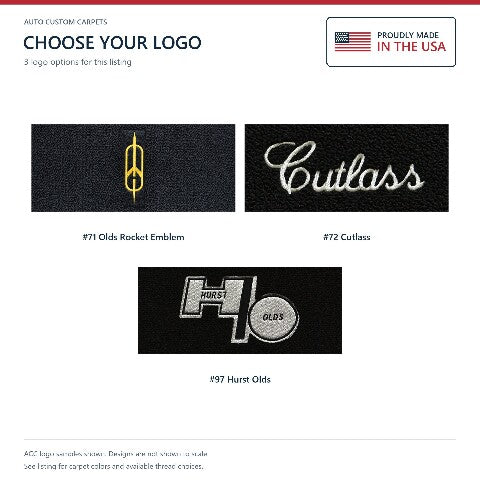 1978-1981 Oldsmobile Cutlass Cutpile Floor Mats with Embroidered Logo Choices - 4-Piece - product details image 7