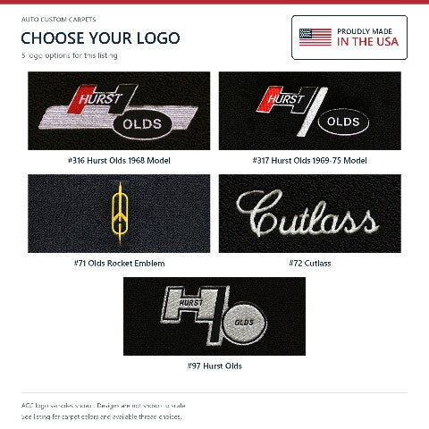 1968-1972 Oldsmobile Cutlass Loop Floor Mats with Embroidered Logo Choices - 4-Piece - product details image 9