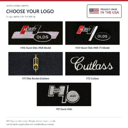 1968-1972 Oldsmobile Cutlass Loop Floor Mats with Embroidered Logo Choices - 4-Piece - product details image 9