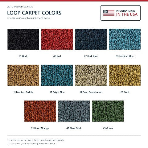 1965-1970 Oldsmobile Delta 88 Loop Floor Mats with Embroidered Logo Choices - 4-Piece - product details image 6
