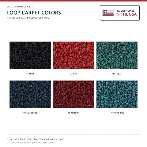 1963-1964 Oldsmobile Dynamic 88 Loop Floor Mats with Embroidered Logo Choices - 4-Piece - product details image 6