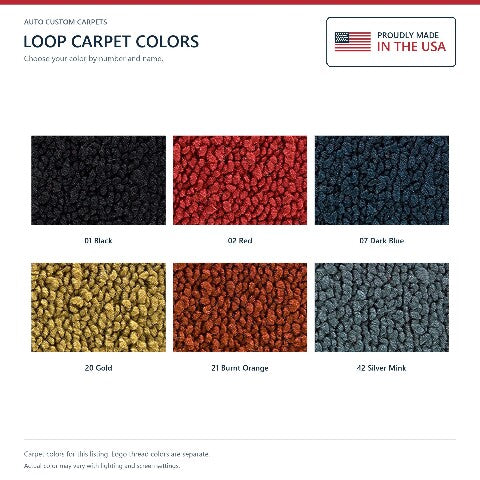 1965-1966 Oldsmobile Starfire Loop Floor Mats with Embroidered Logo Choices - 4-Piece - product details image 6