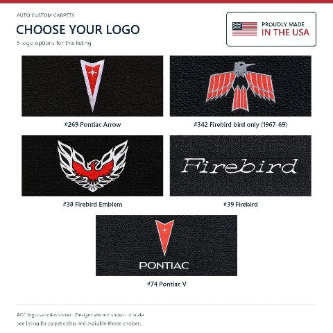 1967-1973 Pontiac Firebird Loop Floor Mats with Embroidered Logo Choices - 4-Piece - product details image 9