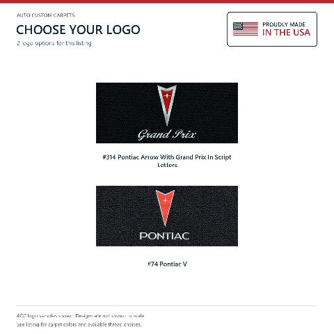 1982-1987 Pontiac Grand Prix Cutpile Floor Mats with Embroidered Logo Choices - 4-Piece - product details image 6