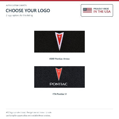 1974-1975 Pontiac Grandville Cutpile Floor Mats with Embroidered Logo Choices - 4-Piece - product details image 6