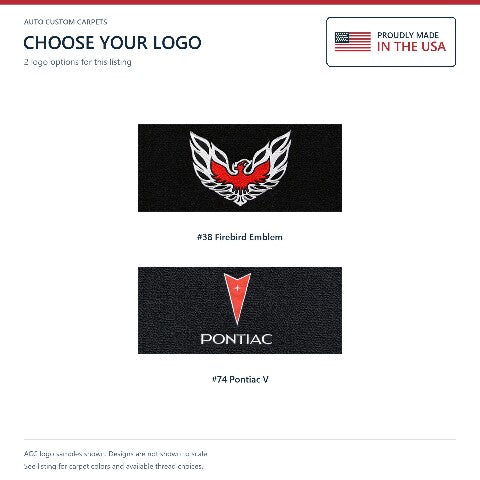 1970-1973 Pontiac Firebird Trans Am Loop Floor Mats with Embroidered Logo Choices - 4-Piece - product details image 6