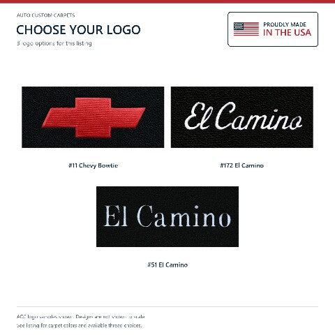 1974-1977 Chevy El Camino Cutpile Floor Mats with Embroidered Logo Choices - 2-Piece - product details image 8