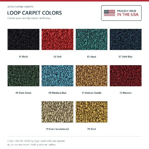 1964-1967 Chevy El Camino Loop Floor Mats with Embroidered Logo Choices - 2-Piece - product details image 13