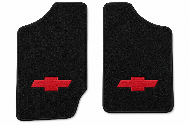 1982-1993 Chevy S10 Ext Cab Cutpile Floor Mats with Embroidered Logo Choices - 2-Piece - product details image 2