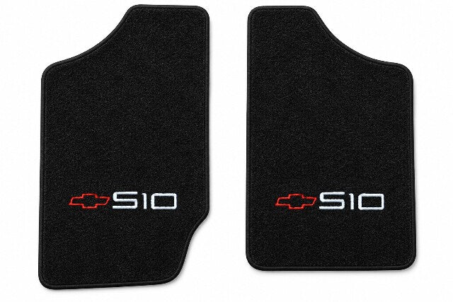 1982-1993 Chevy S10 Ext Cab Cutpile Floor Mats with Embroidered Logo Choices - 2-Piece - product details image 4