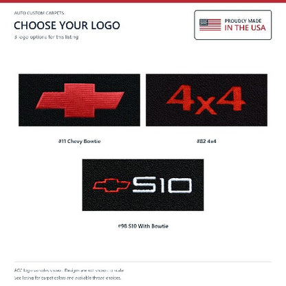 1982-1993 Chevy S10 Reg Cab Cutpile Floor Mats with Embroidered Logo Choices - 2-Piece - product details image 8