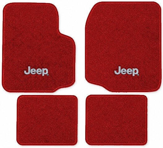 1987-1995 Jeep Wrangler Cutpile Floor Mats with Embroidered Logo Choices - 4-Piece - product image