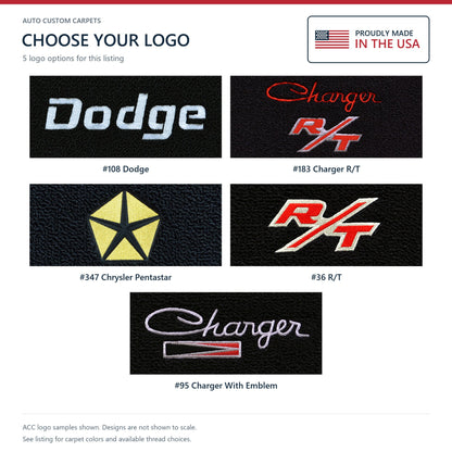 1966-1970 Dodge Charger Auto Loop Floor Mats with Embroidered Logo Choices - 4-Piece - product details image 19