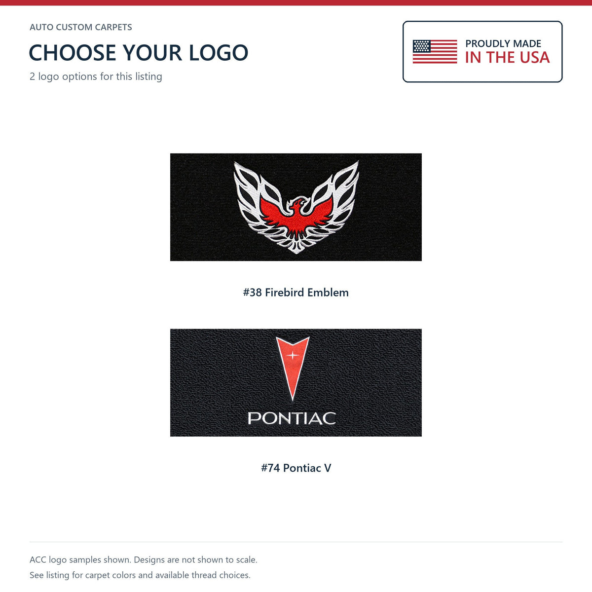 1970-1973 Pontiac Firebird Trans Am Loop Floor Mats with Embroidered Logo Choices - 4-Piece - product details image 13