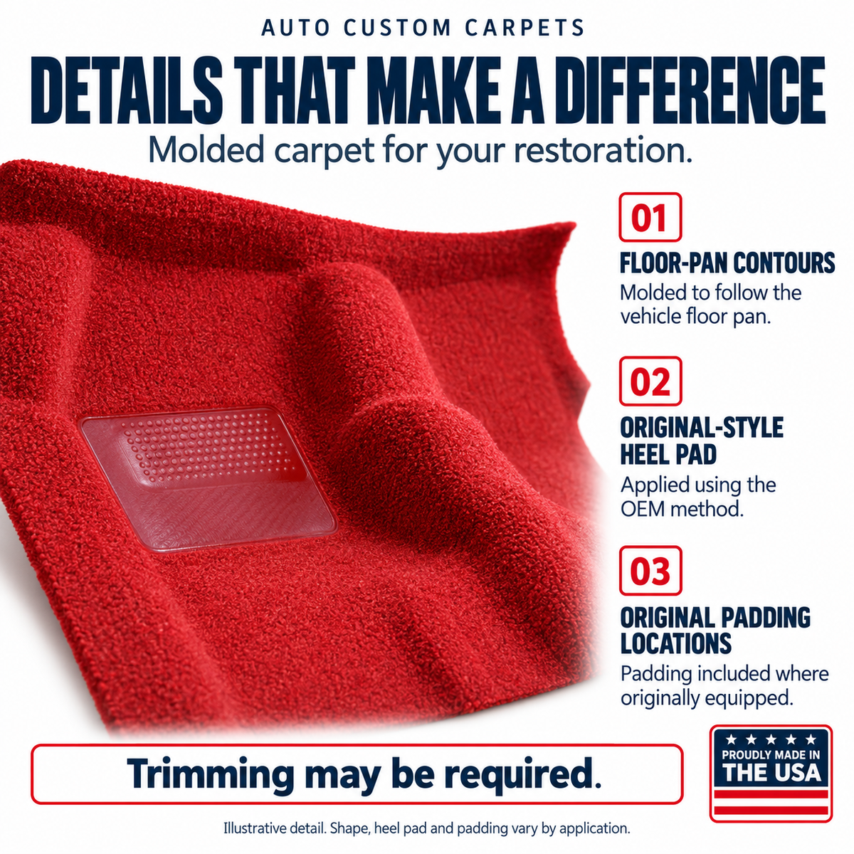 1971 Plymouth GTX 2DR 4spd Bench Seat Loop Molded Replacement Carpet Kit - 2-Piece - product details image 6