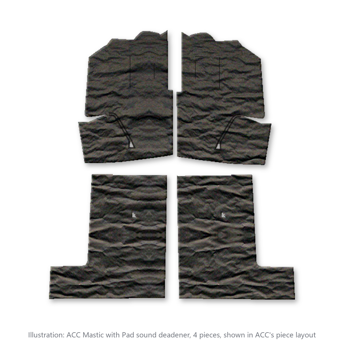 1968-1975 Chevrolet Corvette Coupe Rear Mastic with Pad Sound Deadening Kit - 4-Piece - product image