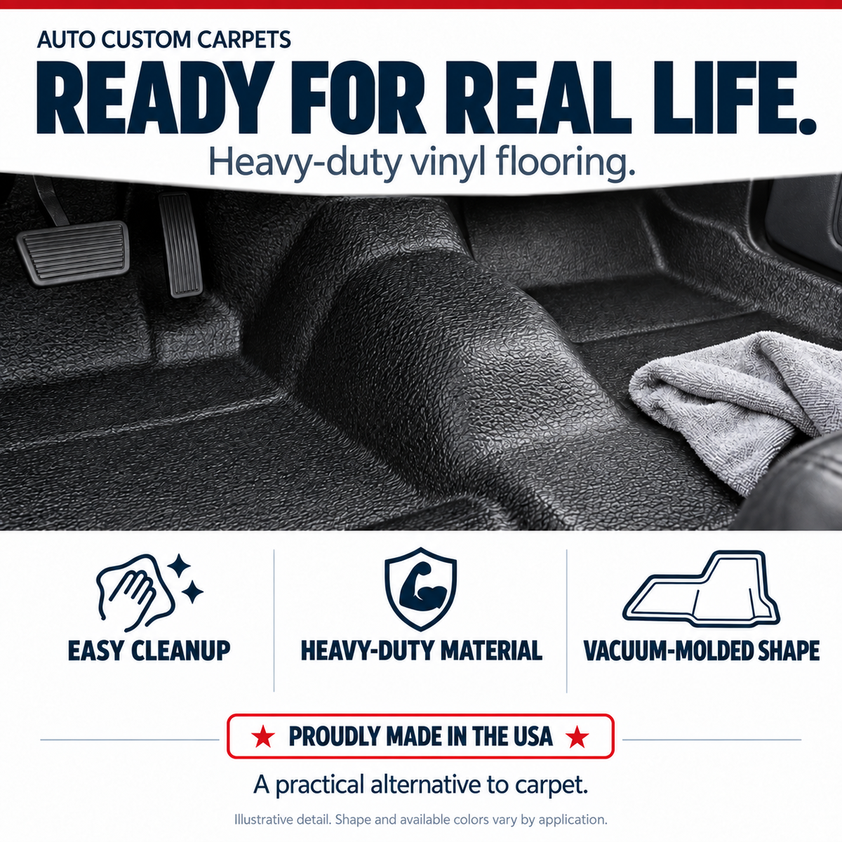 2003-2006 Chevrolet C4500 Kodiak Crew Cab Vinyl Molded Flooring - 1-Piece - product details image 4