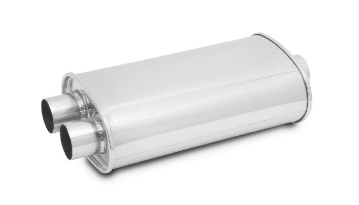 Vibrant Performance 1111 STREETPOWER Oval Muffler, 3" inlet (Center In - Dual Out)