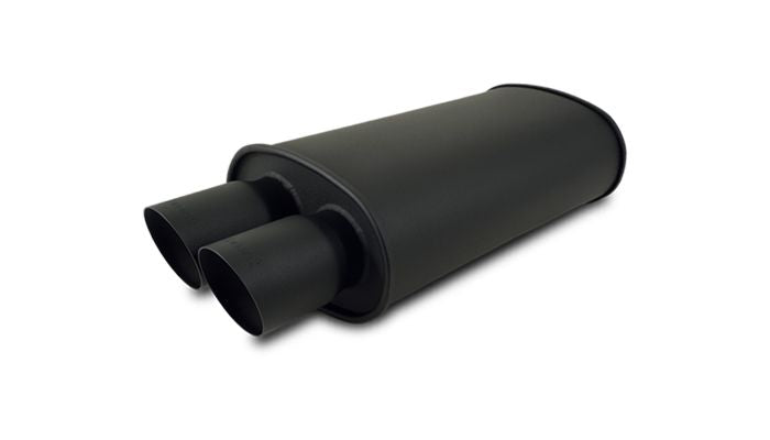 Vibrant Performance 1149 STREETPOWER FLAT BLACK Oval Muffler with Dual Tips; Inlet ID: 3.00"(76.2mm) Tip OD: 3.00"(76.2mm)