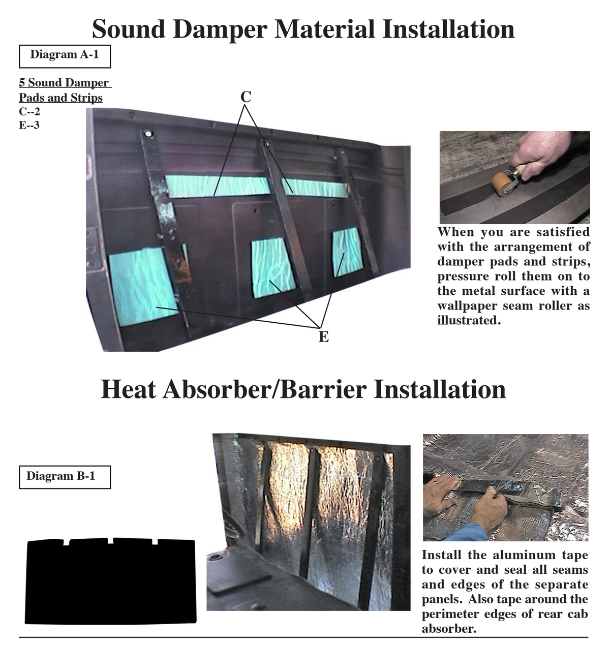 Supplier installation reference for FORD 3234-TAK: rear cab insulation patterns and placement. Original supplier diagrams and photos; follow the complete instruction sheet.