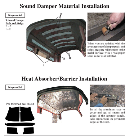 Supplier installation reference for FORD 4047-TRK: roof insulation patterns and placement. Original supplier diagrams and photos; follow the complete instruction sheet.