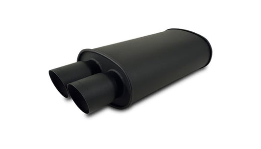 Vibrant Performance 1148 FLAT BLACK Oval Muffler with Dual Tips; Inlet ID: 2.50"(63.5mm) Tip OD:3.00"(76.2mm) Center to Center: 3.25" (82.6mm)