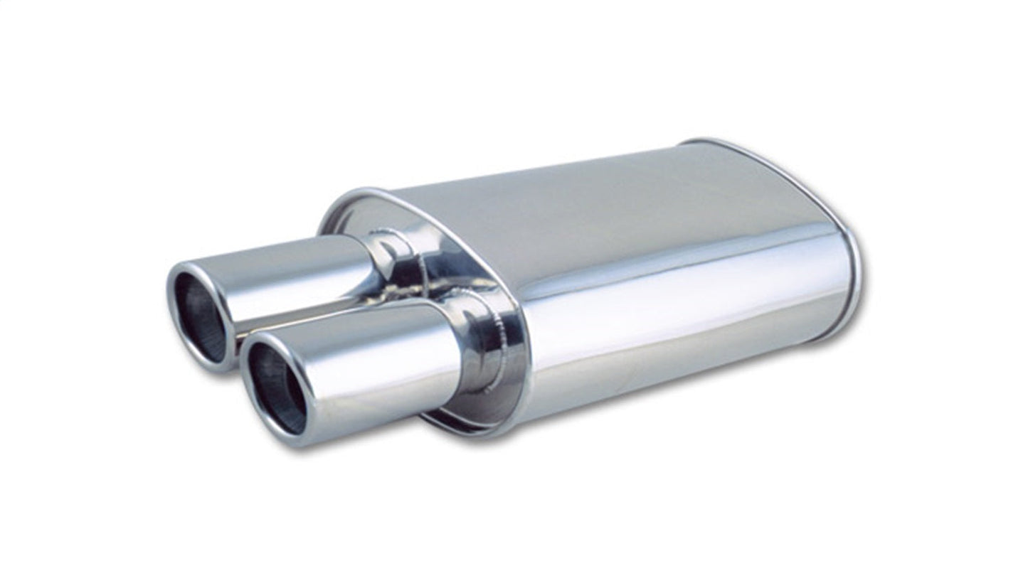 Vibrant Performance STREETPOWER Oval Muffler with Dual 3.0" Round Angle Cust Tips; Inlet 2.50"