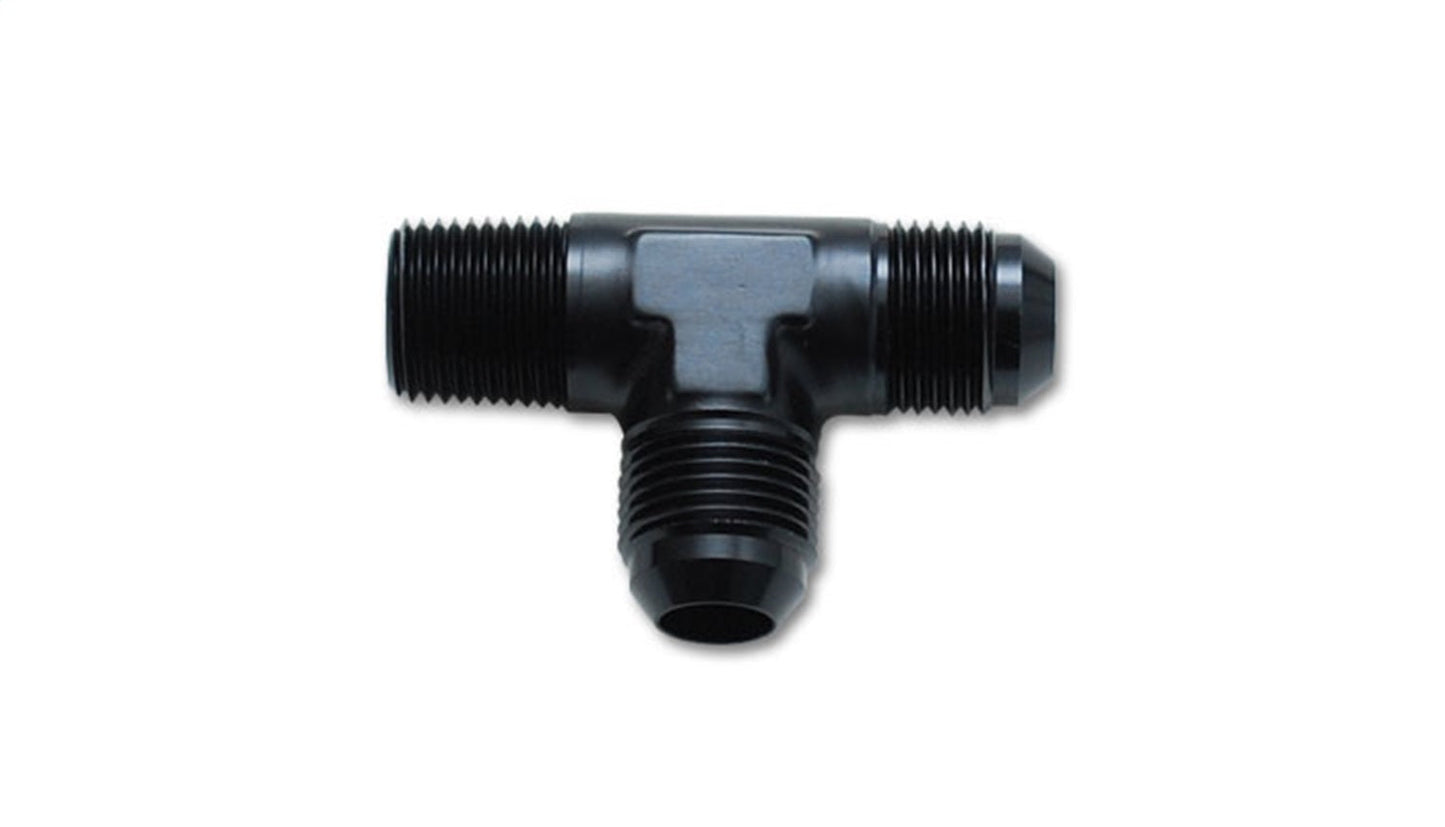 Vibrant Performance Male Flare Tee with Pipe On Run Adapter Fitting; Size: -6AN x 1/4" NPT