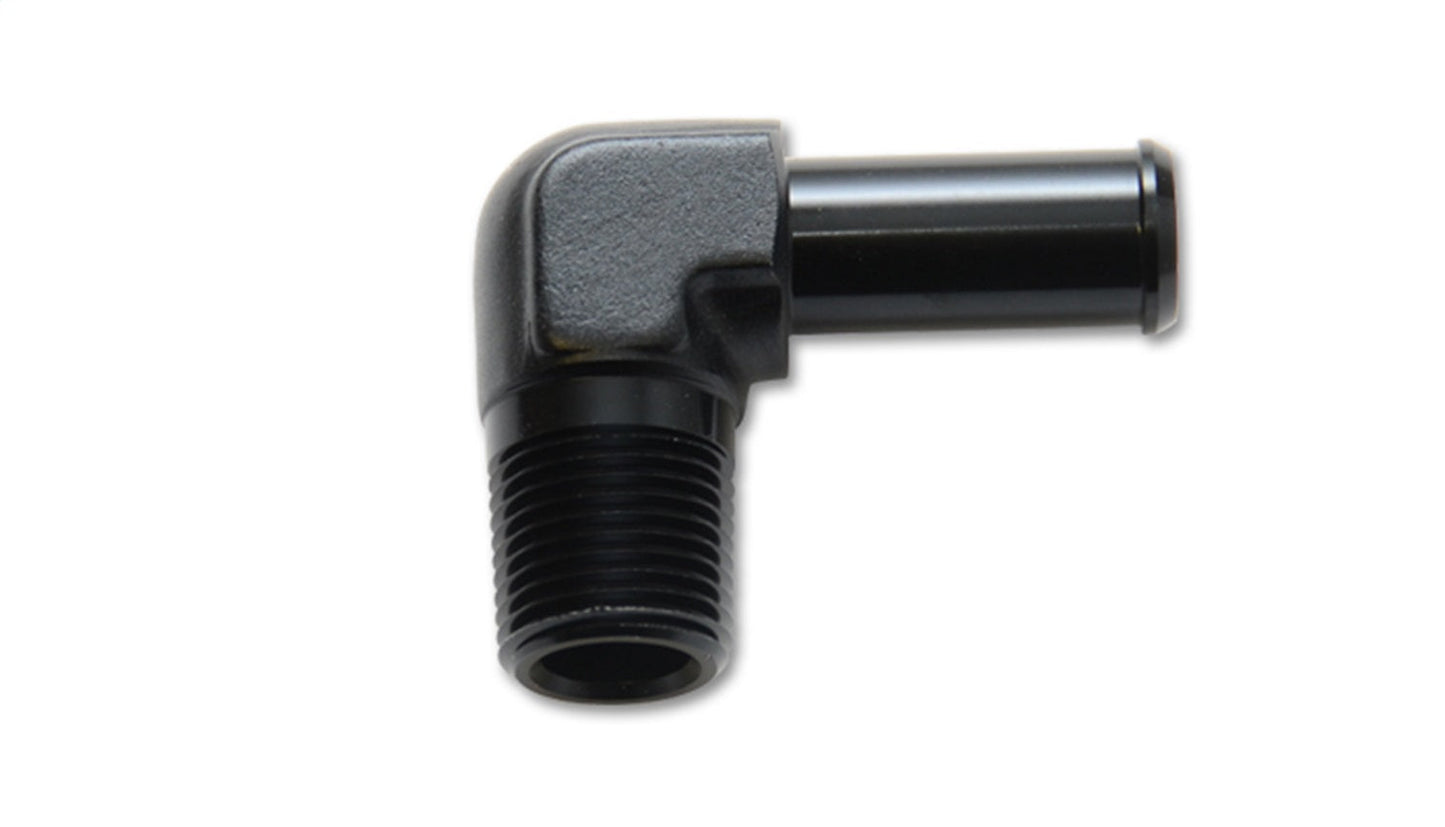 Vibrant Performance Male NPT to Hose Barb Adapter, 90 Degree; NPT Size: 3/8" Hose Size: 1/2"