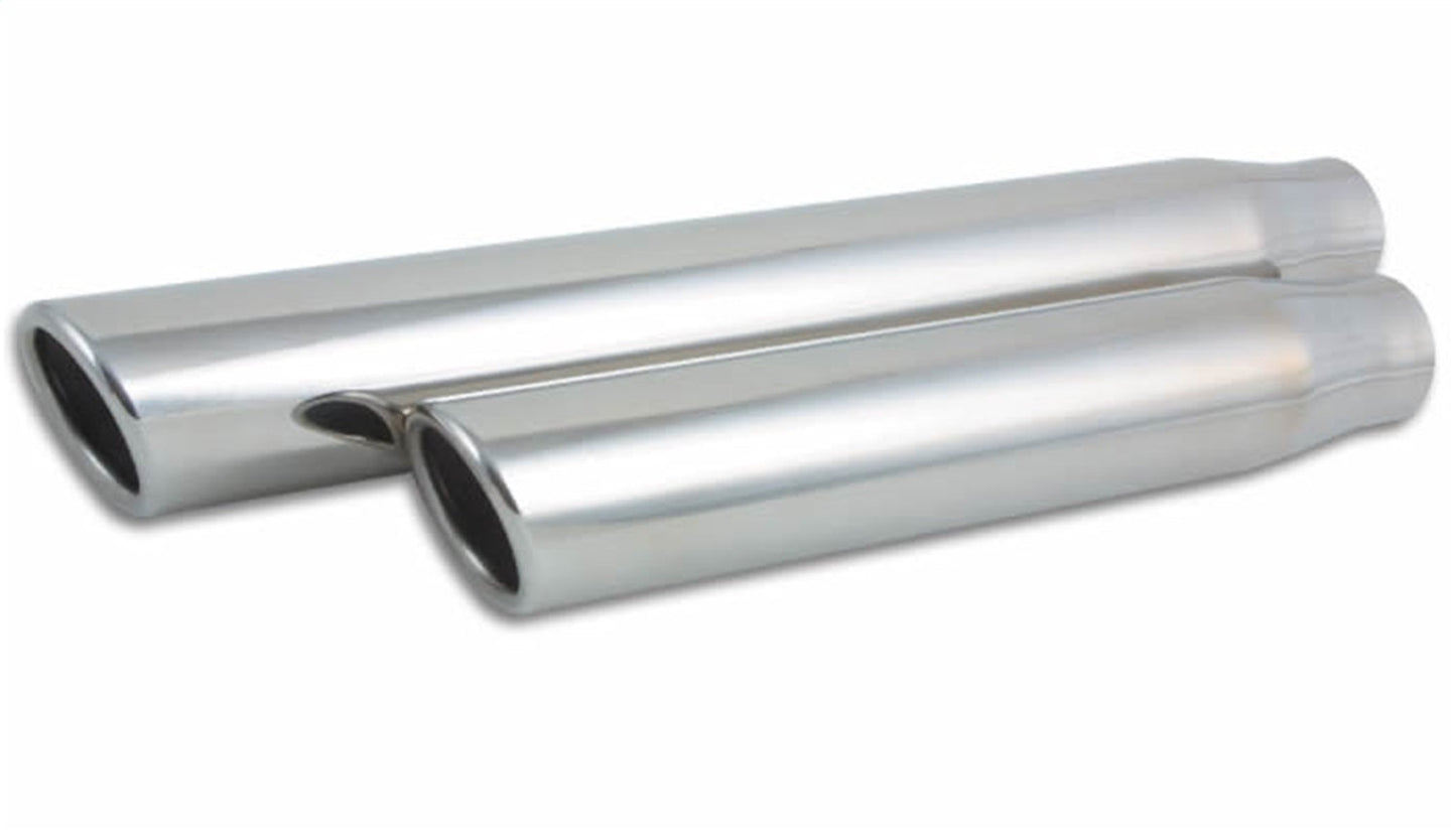 Vibrant Performance 3.5" Round Stainless Steel Tip (Single Wall, Angle Cut) - 2.5" inlet, 18" long