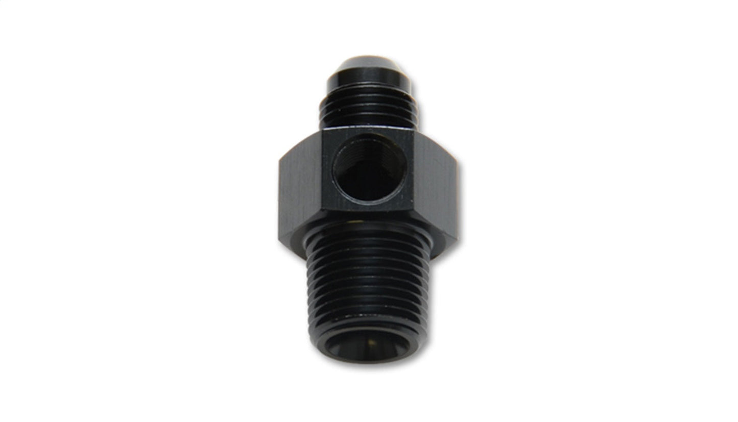 Vibrant Performance Male AN Flare to Male NPT Union Adapter with 1/8" NPT Port; Size: -6AN; 1/4" Male NPT