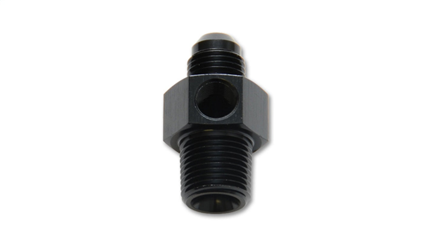 Vibrant Performance Male AN Flare to Male NPT Union Adapter with 1/8" NPT Port; Size: -8AN; 3/8" Male NPT