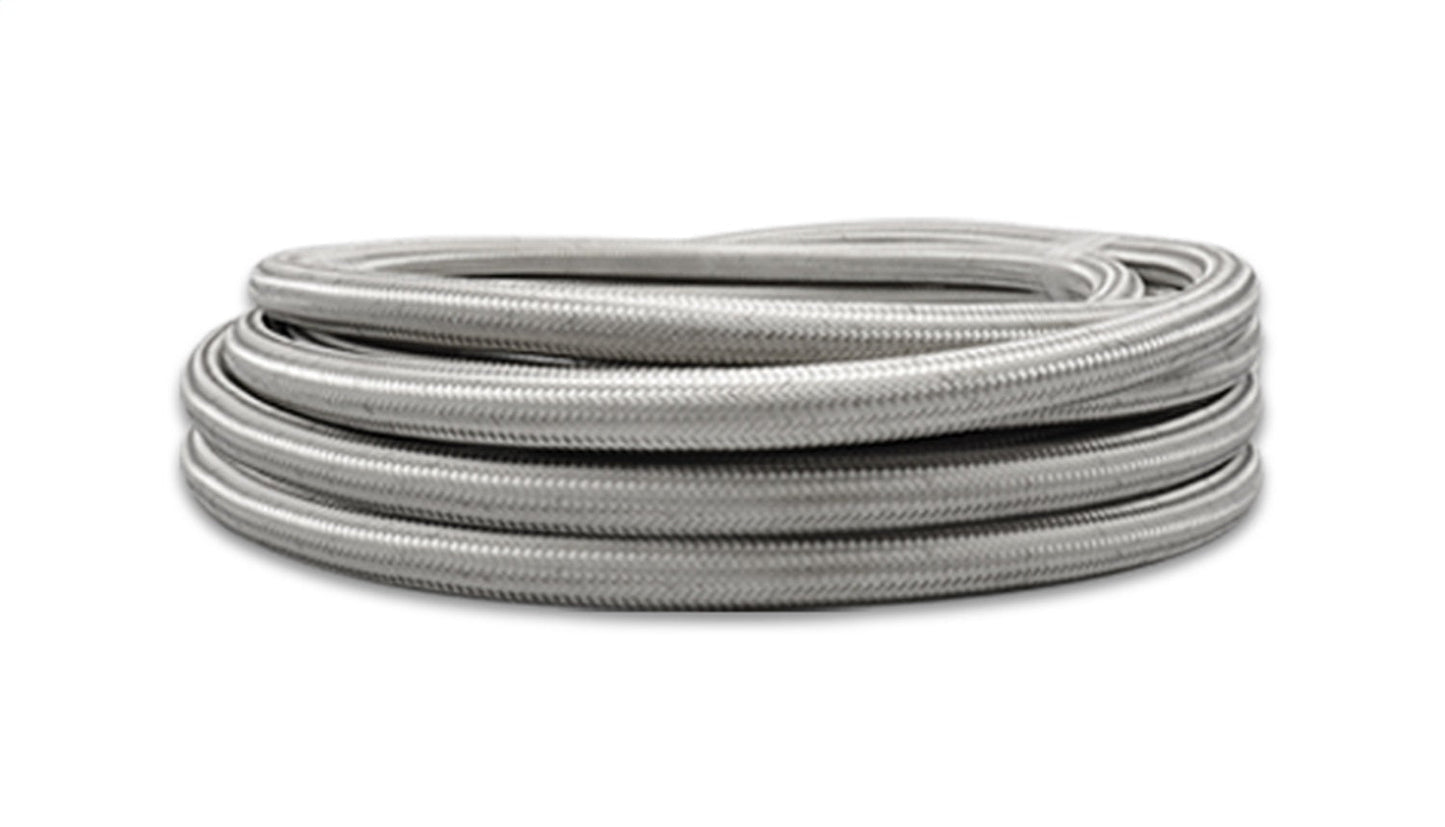 Vibrant Performance 10ft Roll of Stainless Steel Braided Flex Hose with PTFE Liner; AN Size: -4