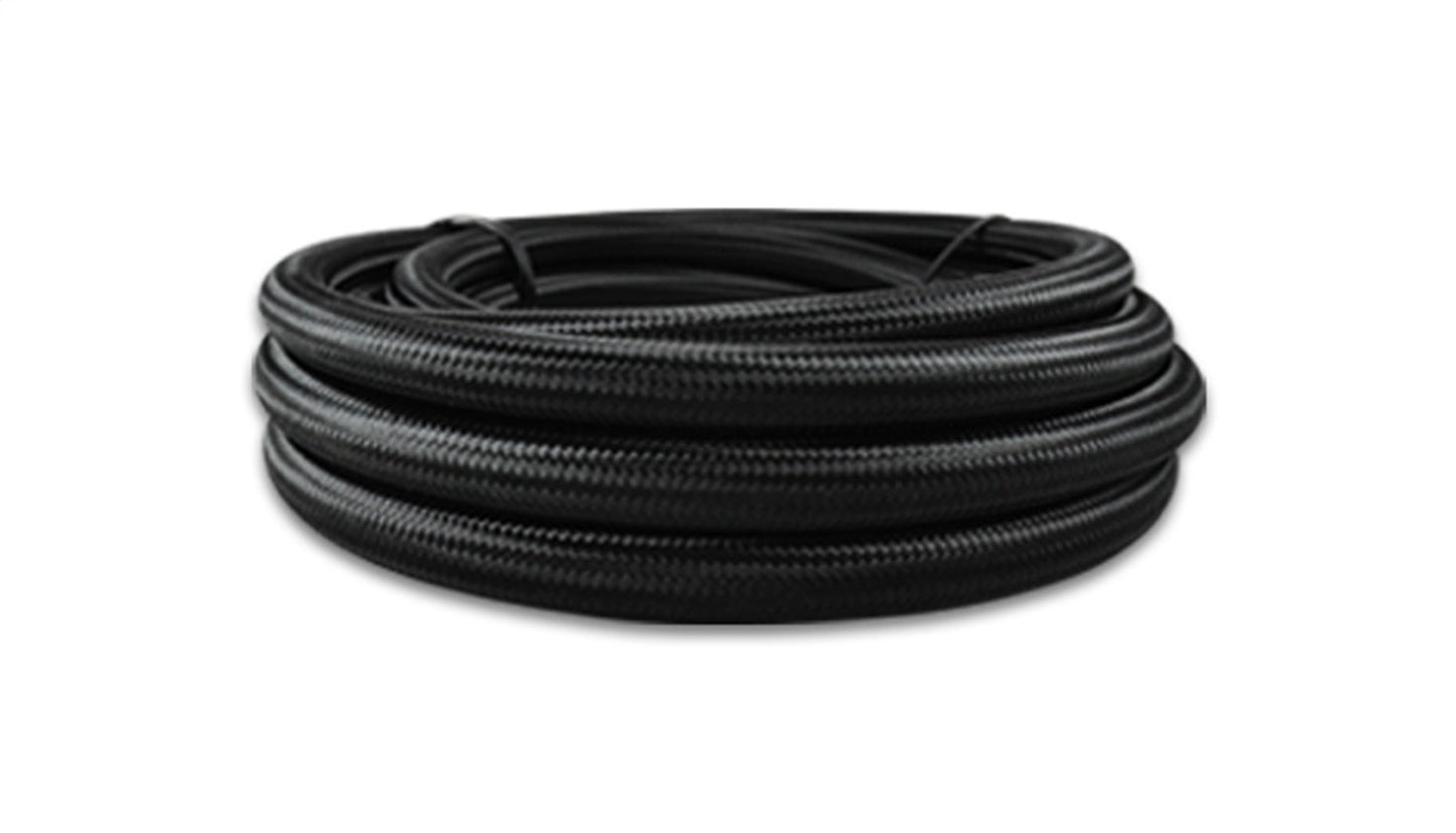 Vibrant Performance 10ft Roll of Black Nylon Braided Flex Hose with PTFE Liner; AN Size: -4